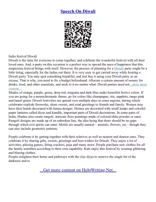 Diwali Festival Essay