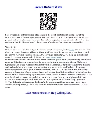 Save Water Save Earth Essay