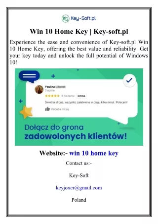 Win 10 Home Key  Key-soft.pl