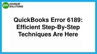 Quick And Effective Fix For QuickBooks Error 6189