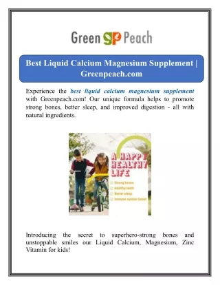 Best Liquid Calcium Magnesium Supplement | Greenpeach.com