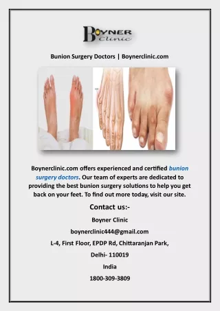 Bunion Surgery Doctors | Boynerclinic.com