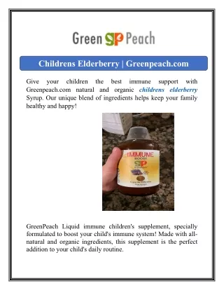 Childrens Elderberry | Greenpeach.com