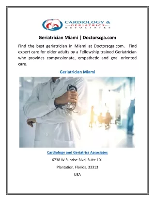 Geriatrician Miami | Doctorscga.com