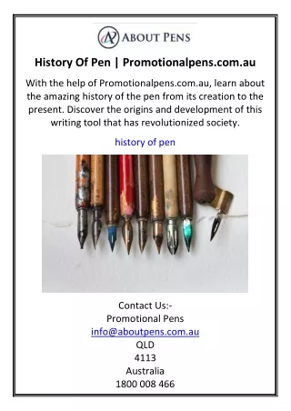 History Of Pen  Promotionalpens.com.au