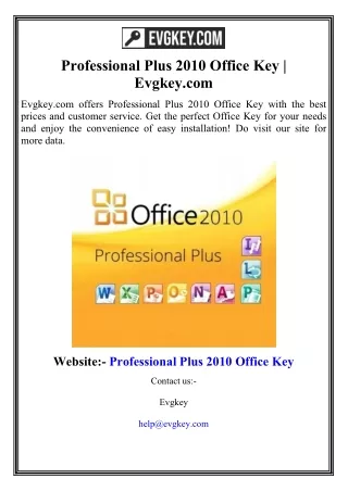 Professional Plus 2010 Office Key  Evgkey.com