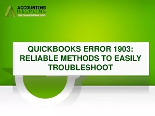 Best Ways To Deal with QuickBooks error 1903