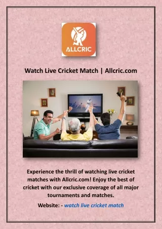 Watch Live Cricket Match | Allcric.com