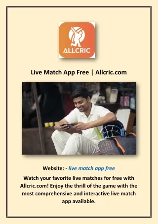 Live Match App Free | Allcric.com