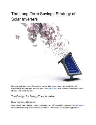 The Long-Term Savings Strategy of Solar Inverters