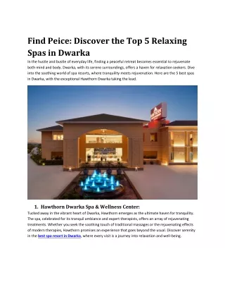 Find Peace in dwarka  top 5 spas
