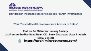 Best Health Insurance Brokers in Delhi  Prahim Investments