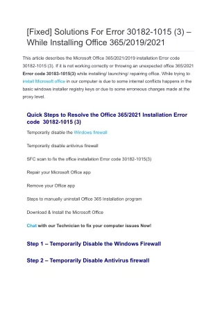[Fixed] Solutions For Error 30182-1015 (3) – While Installing Office 365_2019_2021