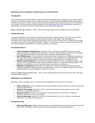Melt Blown Filter Cartridge market
