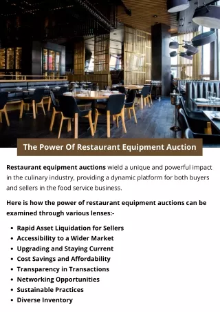 The Power Of Restaurant Equipment Auction