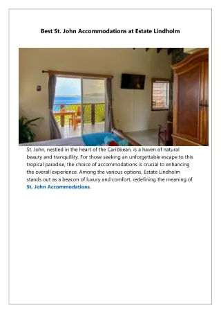 Best St John Accommodations at Estate Lindholm