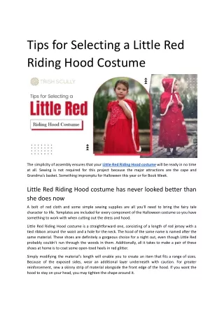 Tips for Selecting a Little Red Riding Hood Costume.docx