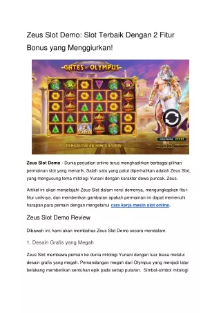 Zeus Slot Demo_ Slot Terbaik Dengan 2 Fitur Bonus yang Menggiurkan!