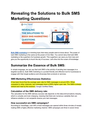 Revealing the Solutions to Bulk SMS Marketing Questions