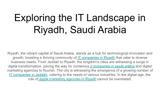 Exploring the IT Landscape in Riyadh, Saudi Arabia