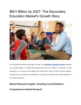 $601 Billion by 2027- The Secondary Education Market's Growth Story