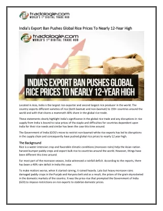 19-India’s Export Ban Pushes Global Rice Prices To Nearly 12-Year High