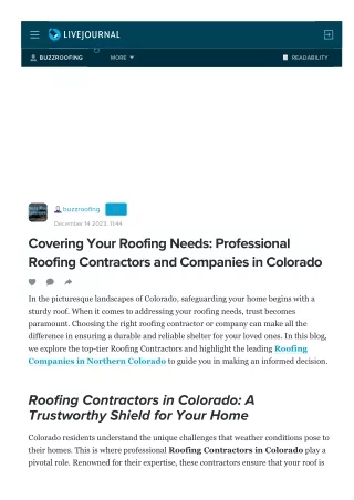 Covering Your Roofing Needs Professional Roofing Contractors and Companies in Colorado