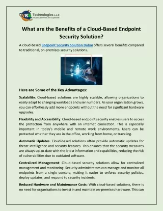 What are the Benefits of a Cloud-Based Endpoint Security Solution?