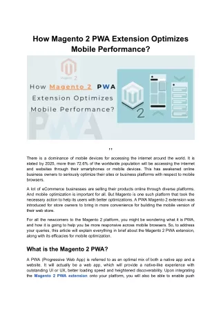 Magento 2 PWA Extension: A Guide to Seamless Mobile Optimization