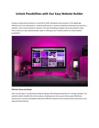 Unlock Possibilities with Our Easy Website Builder
