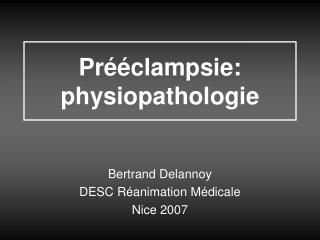 Prééclampsie: physiopathologie