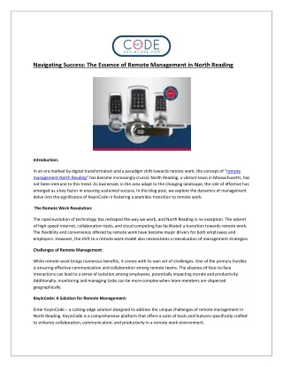 Navigating Success: The Essence of Remote Management in North Reading