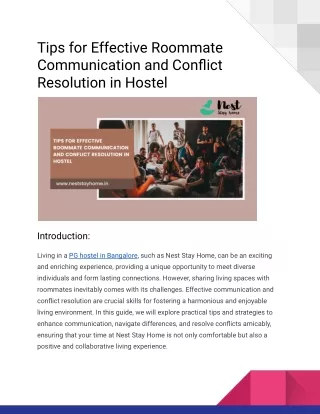 Tips for Effective Roommate Communication and Conflict Resolution in Hostel