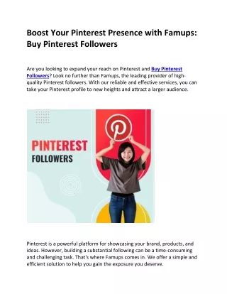 Boost Your Pinterest Presence with Famups: Buy Pinterest Followers