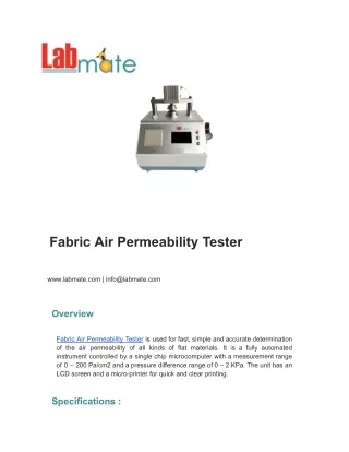 Fabric Air Permeability Tester