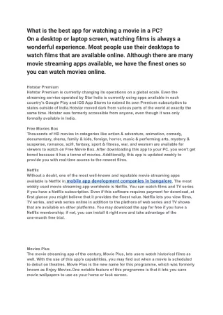 What is the best app for watching a movie in a PC_
