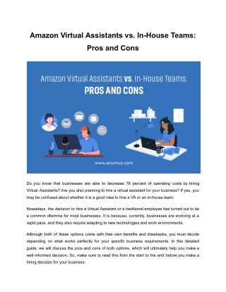 Amazon Virtual Assistants vs. In-House Teams: Pros and Cons