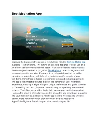 Best Meditation App