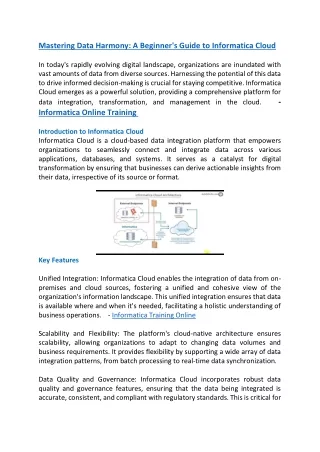 Informatica Training in Hyderabad - Visualpath