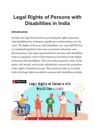 Legal Rights of Persons with Disabilities in India