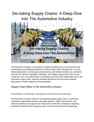 De-risking supply chains_ a deep dive into the automotive industry
