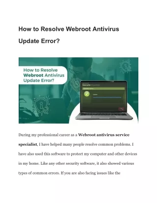 How to Resolve Webroot Antivirus Update Error