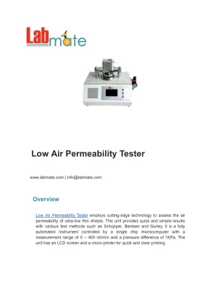 Low Air Permeability Tester