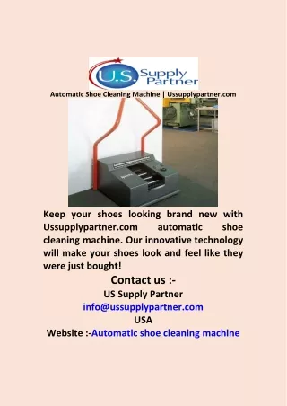 Automatic Shoe Cleaning Machine  Ussupplypartner com