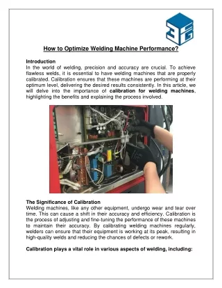 How to Optimize Welding Machine Performance?