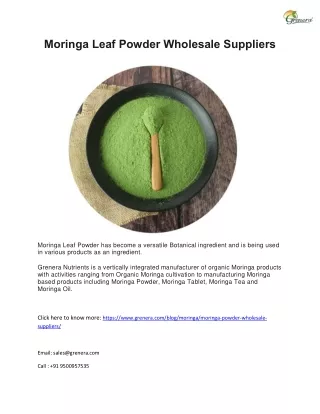 Moringa Leaf Powder Wholesale suppliers