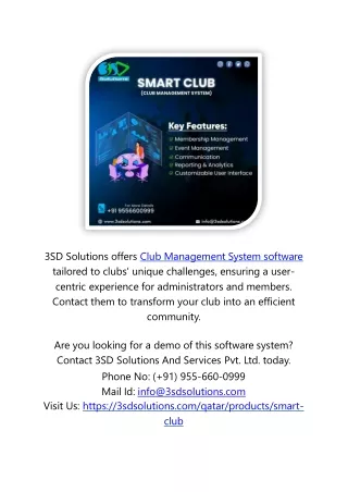 Software Requirements for Club Management System in Qatar
