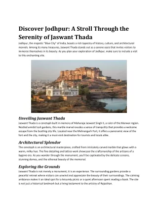 Discover Jodhpur jaswant thada