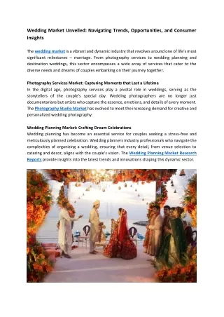 Wedding Market Research Reports