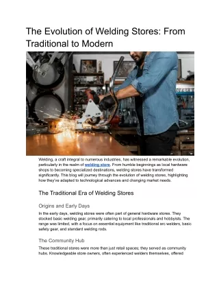 Welding Store Evolution - Traditional to Modern Practices